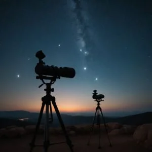 2 binoculares observando el cielo